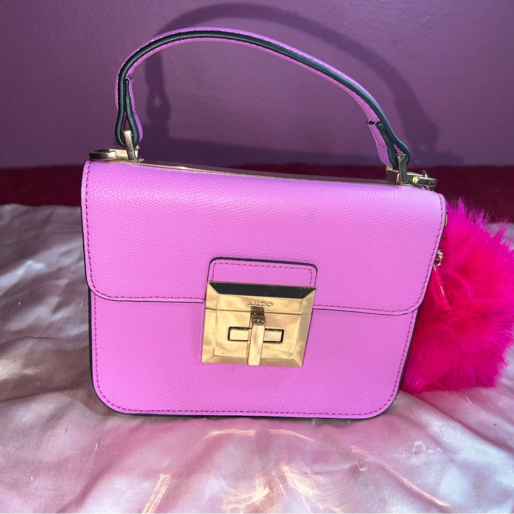 Aldo Mini Pink Crossbody Bag with Gold Accents